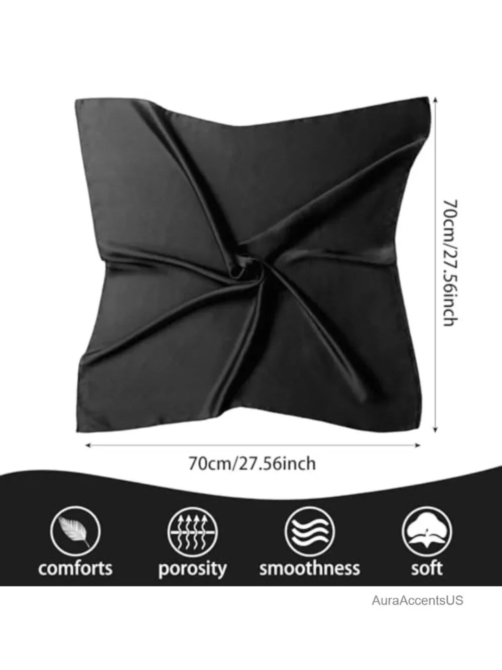 Satin Scarf Square 27.5'' Versatile Neck Head Bandana Fashion Accessory